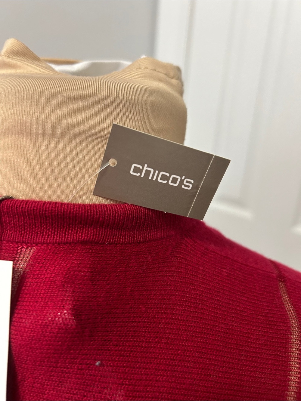 Chicos’s Shadow Stripe Ruana Renaissance Red - Picture 6 of 9